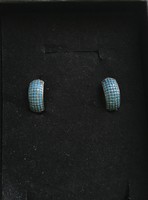 Turquoise, silver hoop earrings