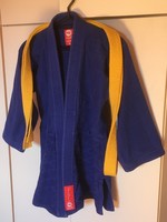 Blue saman judo jacket 150 cm child size yellow belt
