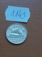 Canada 5 cents 1977 beaver, nickel, ii. Queen Elizabeth 1143