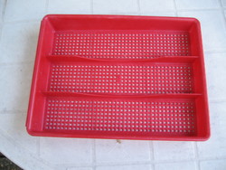 Retro red plastic drawer cutlery organizer