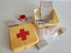 Old retro mercury car first aid box with rescue box accessories