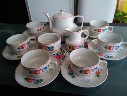 Retro hand-painted Hólloháza porcelain tea set with matyó pattern from the 60s and 70s!