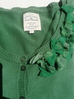 Tom tailor size 36-38 emerald green 100% cotton cardigan with spatial textile flowers.