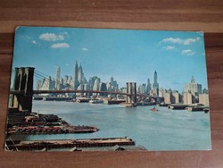 Régi képeslap, Amerika, New York, Brooklyn Bridge, 1959