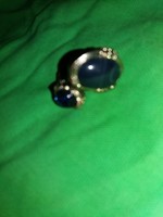 Retro double, dark blue stone, ring jewelry in very nice condition as shown in the pictures