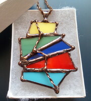 Colored glass pendant made of five colored glass