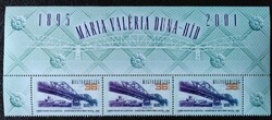 S4624fc / 2001 mária valéria -híd stamp printing upper arch edge contiguous strip postal clear
