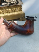 A gentleman's pipe with silver fittings. 1800's.