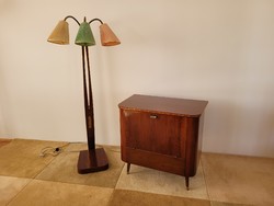 Retro 3-burner floor lamp mid century Krechlok lamp and bar cabinet chest of drawers