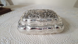 Victorian-style, silver-colored jewelry box