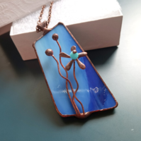 Blue glass pendant, handmade jewelry