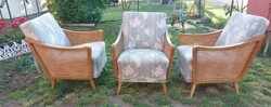 Beautiful, graceful mid-century cane armchairs