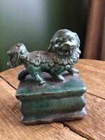 Repesztett mázas kerámia Foo kutya szobor