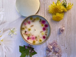 Candle with dried flowers