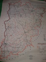 1957. Old police county map after the administrative changes, bács-kiskun 60x48 cm according to pictures
