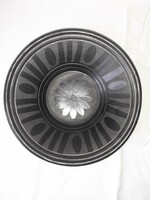 Black folk ceramic decorative plate marked Karcagi clay industry