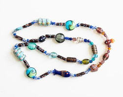 Vintage Murano style glass necklace, jewelry - with special handmade glass beads