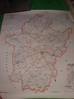 1957. Old police county map after the administrative changes, Békés county 50x45cm according to pictures