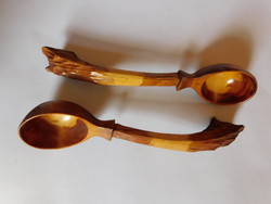 Bear head carved spoons - 2 pieces