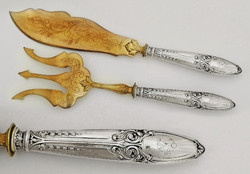 French 950 silver handle fish set, serving set