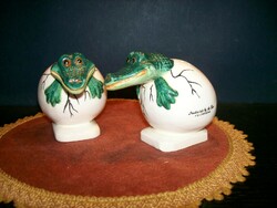 Figural salt and pepper holder crocodile pair 7.5 Cm high special beautiful flawless pieces.
