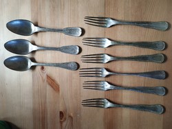 6 Antique alpaca forks + 3 spoons
