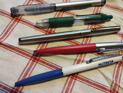 Inoxcrom fountain pen and four branded ballpoint pens
