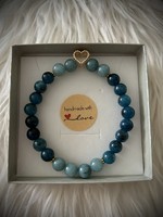Blue chalcedony - blue apatite mineral bracelet