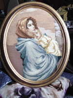 Nice old oval picture frame + gift tapestry