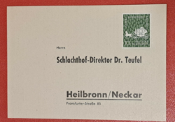 Stamped postcard, Germany, post office 1958. Bundes 3000, 0.75 eu
