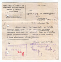 Levelezőlap / 1941 Vadásztöltény-, Gyutacs- és Fémárugyár Rt. Budapest.