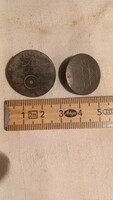 2 medieval copper or bronze buttons