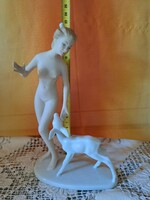Wallendorf porcelain female nude with deer