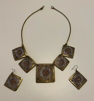 Old Extra Industrial Copper Necklace and Earring Jewelry Set