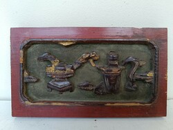 Antique Chinese furniture ornament small size decorative carved lacquered gilded spatial still life picture 319