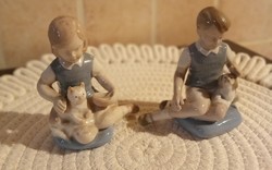 Grafenthal cat girl, dog boy porcelain figurines