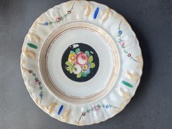 Dreamy antique, hand-painted rose porcelain wall, decorative plate from the 19th century.