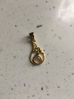 Gold-plated silver moonstone - peridot pendant