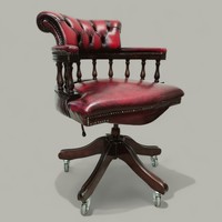 Original English chesterfield captain's chair, desk chair, swivel chair