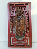 Antik kínai bútor dísz dekoratív faragott lakkozott aranyozott térbeli kép életkép 333 8869
