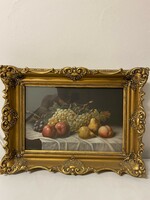 Hungarian painter: autumn still life with grapes