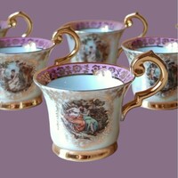 GDR German scenic porcelain coffee cups