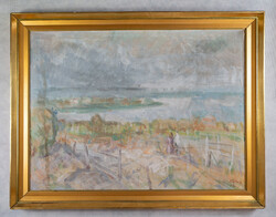 Sándor Bakky Balaton landscape oil on canvas