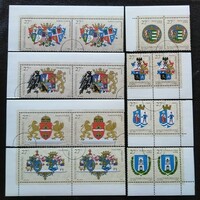 M4377-84c2s / 1997 coat of arms of Budapest and the counties i. Pair of stamps, clear sample stamps, arched corners