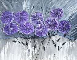 Purple flowers - contemporary flower still life (oil painting on canvas) also as a gift!