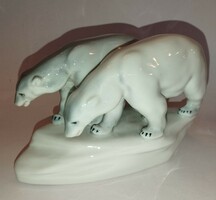 Zsolnay polar bear pair of Nikelszky gauze - perfect