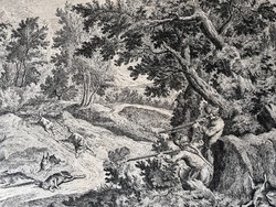 Hunting engraving 18th century
