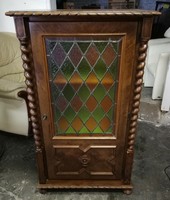 Colonial stained glass bar cabinet