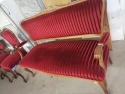 Neobaroque red sofa set with 4 chairs