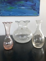3 db fátyolüveg váza - egyiken jelzés: REGEN Hütte (303)